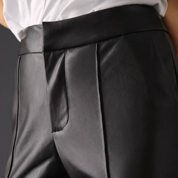 Anthropologie Avec Les Filles Faux Ever Leather Pants Flared Leg Trousers Black - Picture 4 of 13